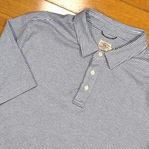 FAHERTY‎ BRAND Mens Striped Polo Shirt Size XL Blue White Short Sleeve Casual